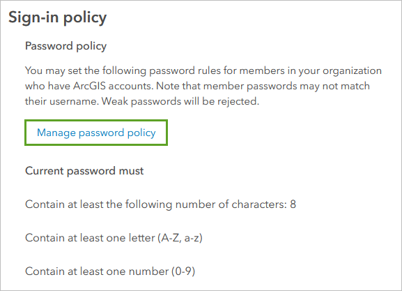 Verwalten Sie die Kennwortrichtlinie der Organisation.