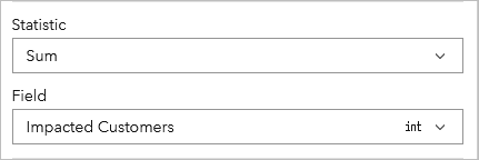 Die auf "Summe" festgelegte Option "Statistik" und die für "Feld" ausgewählte Option "Impacted Customers"