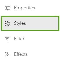 "Styles" auf der Werkzeugleiste "Einstellungen"