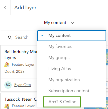 Option "ArcGIS Online"