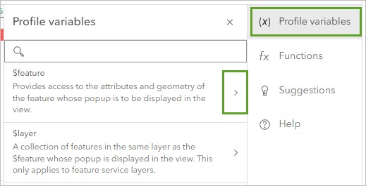 Pfeil zum Erweitern des Feature-Elements