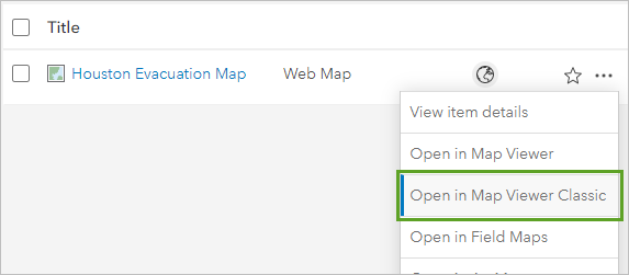 Option "In Map Viewer öffnen"
