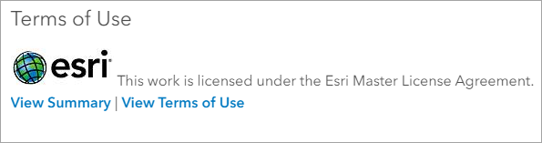 Abschnitt mit den Esri Nutzungsbedingungen