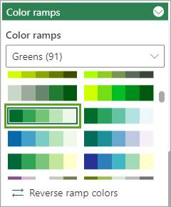 Farbverlauf "Grün 1", der in der Option "Grüntöne" unter "Farbverläufe" ausgewählt ist