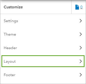 Layout-Option im Seitenbereich "Anpassen"