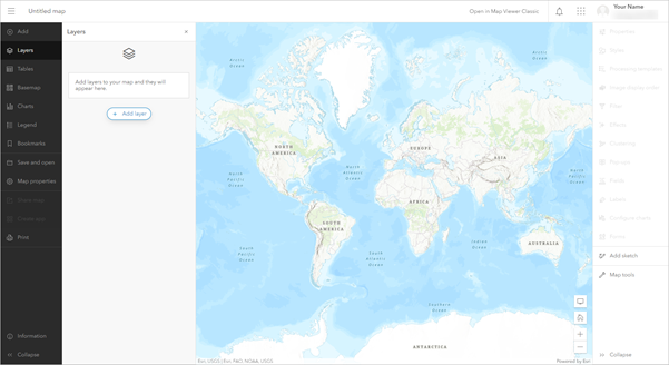 Leere Karte wird in Map Viewer angezeigt