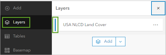 Layer "USA NLCD Land Cover", der im Bereich "Layer" ausgewählt ist