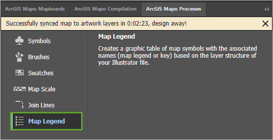 Registerkarte "Map Legend" im Fenster "Processes"