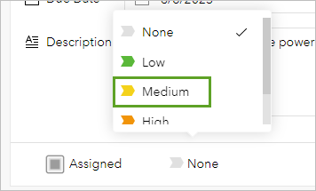 Priorität auf "Mittel" festlegen