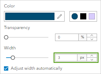 Option "Breite" für "Strich" auf 3 Pixel festgelegt