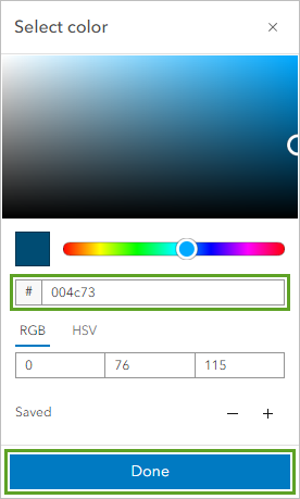 Hexadezimalwert für "Benutzerdefinierte Farbe" für Liniensymbol-Style