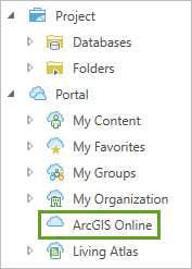 Option "ArcGIS Online" im Fenster "Daten hinzufügen"