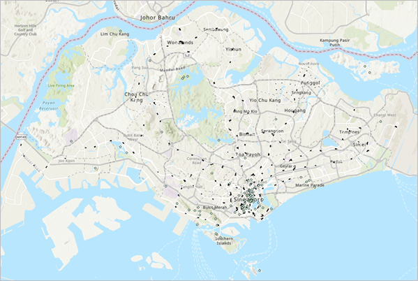 Singapur mit der Karte hinzugefügten Daten