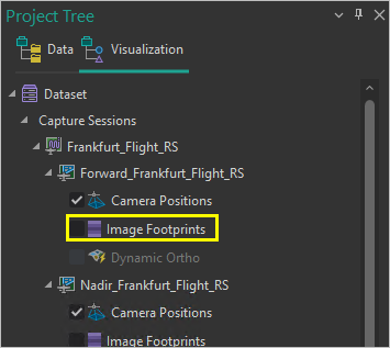 Aktivierte Footprints für die Erfassungssitzung "Frankfurt_Flight_RS"