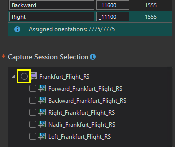 Option "Auswahl der Erfassungssitzung"