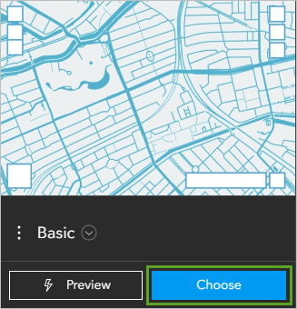 Schaltfläche "Auswählen" für die Vorlage "Standard" in der Instant Apps-Galerie