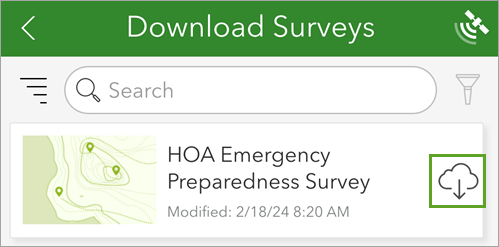 Schaltfläche "Herunterladen" für "HOA Emergency Preparedness Survey"