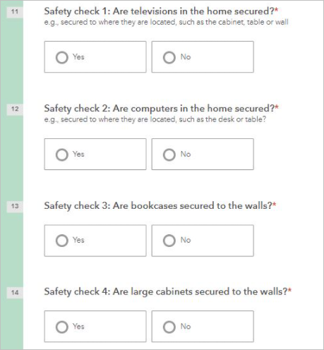 Fragen zu Sicherheitsmaßnahmen in der Survey-Vorschau