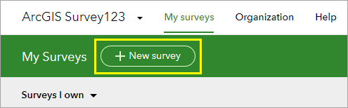 Schaltfläche "Neuer Survey" auf der Seite "Eigene Surveys"