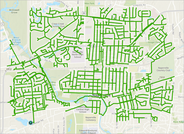 Standardkarte des Abwasserversorgungsnetzes in Naperville