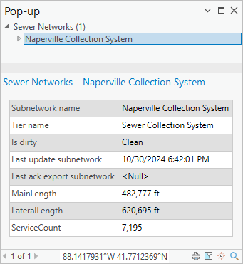 Pop-up für "Naperville Collection System"