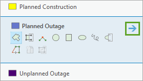 Pfeilschaltfläche der Feature-Vorlage "Planned Outage"