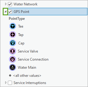 Im Bereich "Inhalt" eingeblendeter Layer "GPS Point"