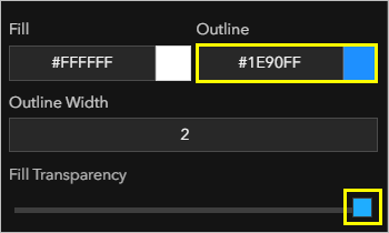 Optionen "Umriss" und "Fülltransparenz" Optionen "Umriss" und "Fülltransparenz"