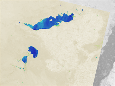 Die mit dem Index MNDWI-Index gerenderte Oase Al Fayyūm