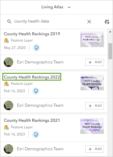 Layer-Name "County Health Rankings 2022"