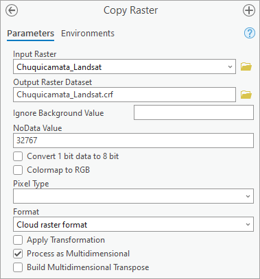 Parameter des Werkzeugs "Raster kopieren"