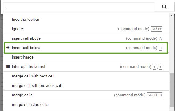 Command Palette – insert cell below