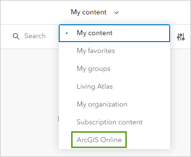 Option "ArcGIS Online" im Bereich "Layer durchsuchen"