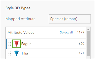 Symbol "Fagus" in der Liste "Attributwerte"