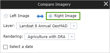 Einstellungen für das rechte Bild im Fenster "Compare Imagery"