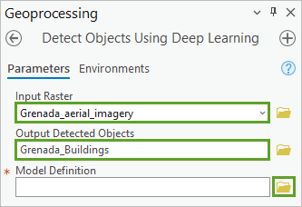 Parameterwerte für "Objekte mit Deep Learning erkennen"