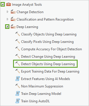 Werkzeug "Objekte mit Deep Learning erkennen" auf der Registerkarte "Toolboxes"