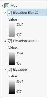 Layer "Elevation Blur 20" im Bereich "Inhalt" mit dem Farbschema "Semitransparent black"