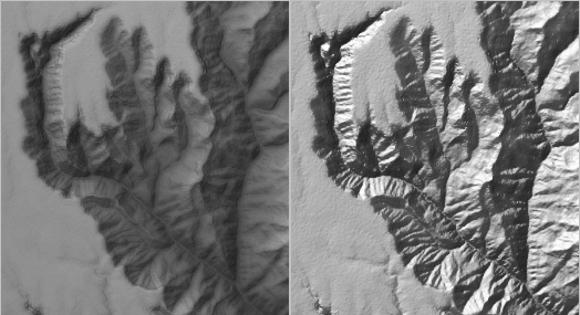 Schummerung vor und nach Hinzufügung des Layers "Highlights"