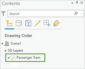 Bereich "Inhalt" mit hinzugefügtem Layer "passenger_train"