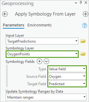 Parameter des Werkzeugs "Symbolisierung aus Layer anwenden"