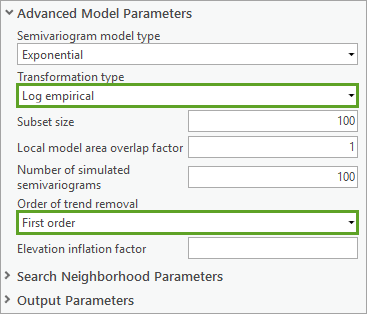 Erweiterte Parameter für das Werkzeug "Empirical Bayesian Kriging 3D"