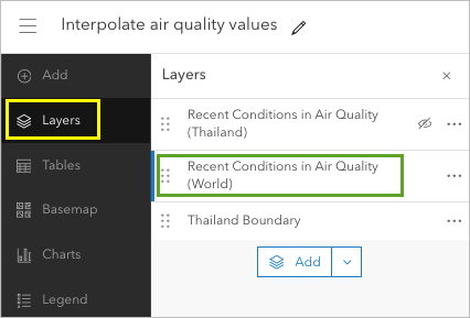 Wählen Sie "Recent Conditions in Air Quality (World)" aus.