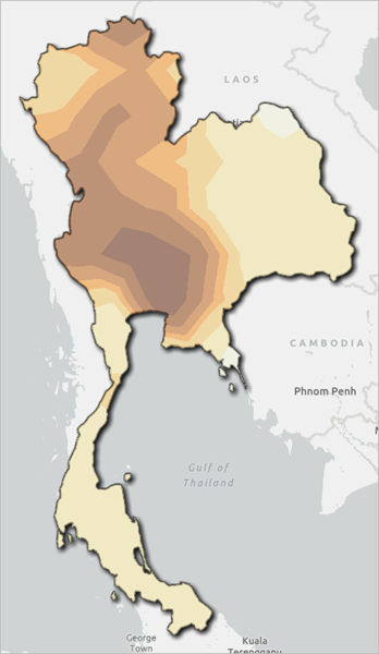 Karte der Luftqualität in Thailand mit deaktivierten Luftqualitätspunkten