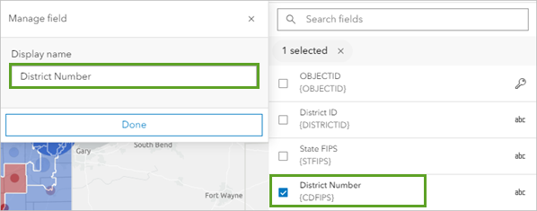 In "District Number" geänderter Feldname "CDFIPS" im Bereich "Formatierung"