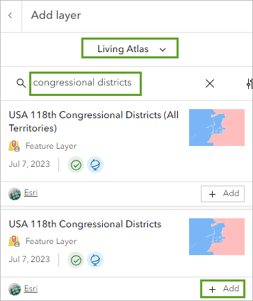 Suche nach "congressional districts" in Living Atlas