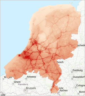 Karte der Niederlande mit Stickstoffoxid-Werten