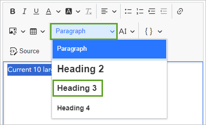 Titeltextformat auf Überschrift 3 festgelegt