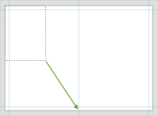 Ziehen an die Mitte am unteren Rand des Layouts