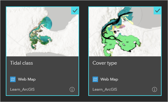 Karten "Tidal class" und "Cover type" ausgewählt